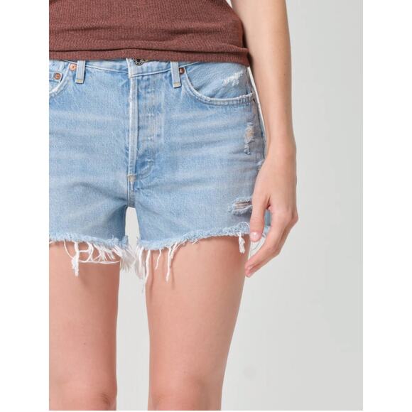 AGOLDE Parker Vintage Cut-Off Shorts in Swampmeet Button Fly Size 25 - Picture 6 of 10